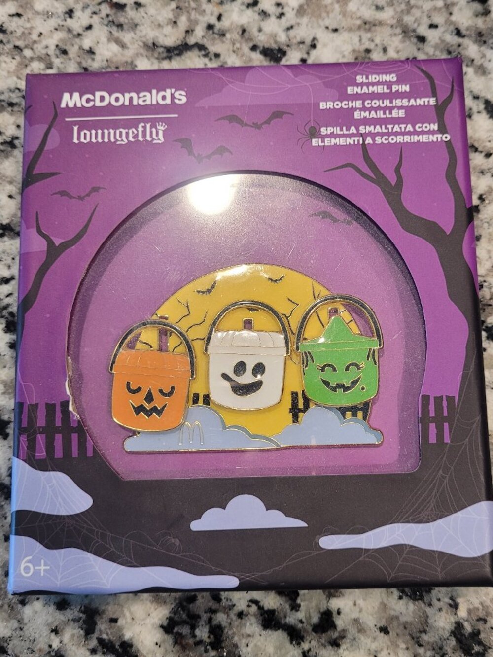 Rare LE McDonalds Halloween Bucket Sliding Enamel Pin Halloween Bucket